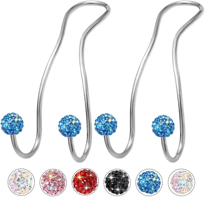 MTGOCHA Bling Purse Hook for Car Headrest, Upgraded Cute Car Seat Hooks for Bag Handbag, Durable Stainless Auto Purse Hanger Holder 2 Pack, Light Blue - Image 1